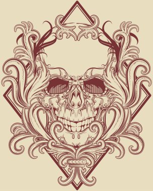 Tüylü bir kafatası. Vektör illüstrasyonu