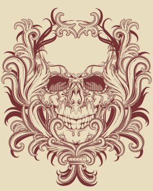 Tüylü bir kafatası. Vektör illüstrasyonu