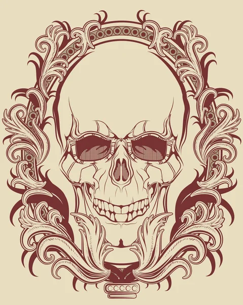 Calavera Con Plumas Ilustración Vectorial — Vector de stock