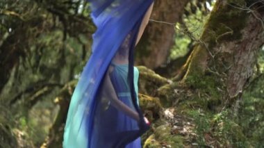 Himalayalar 'da, Nepal' de, Ormanda, Everest 'te, Tibet' te, Anapurta 'da, Dance' te, Ancient Temple 'da manken kız.