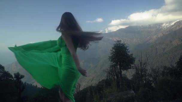 Modelo Chica Himalaya Nepal Selva Everest Tíbet Anapurta Danza Antiguo — Vídeo de stock