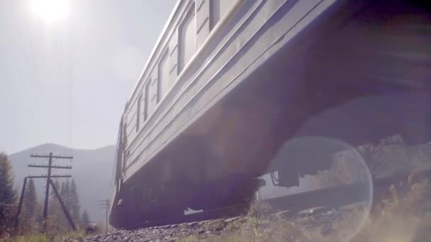 Train Traveling Mountains Carpathians — Stock Video