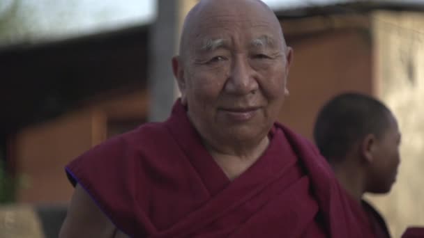 Monje Del Himalaya Nepal Selva Everest Tíbet Annapurna Danza Templo — Vídeo de stock