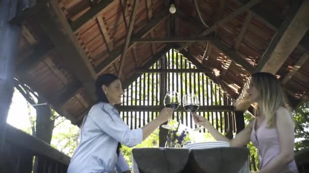 Happy Girls Running Her Cheerful Parents Bridge Lovely Family Hugs — Stock Video