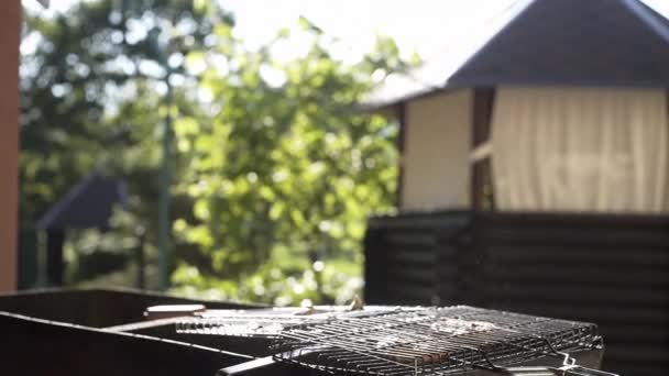 Tipo Cozinha Churrasco Grelha Peixe Bife — Vídeo de Stock