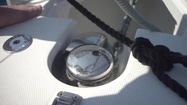 Two Sailing Yacht Sailing Mediterranean Sea Calls Port Traveling Yacht — Stock Video
