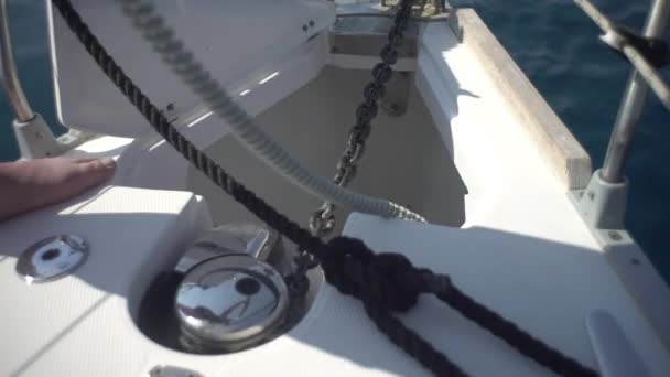 Yacht Due Vele Nel Mar Mediterraneo Scali Porto Viaggiare Uno — Video Stock