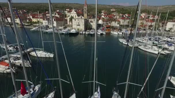 Volando Drone Fantasma Sulle Vecchie Isole Città Italia Yacht Cappelle — Video Stock