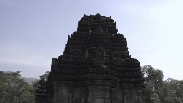 Древний Заброшенный Храм Махараджа Индийский Храм Храм Джунглей Индии Старый — стоковое видео