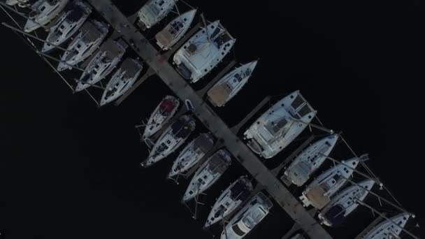 Port Pour Yachts Jetée Stand Yachts Soirée Vue Aérienne Drone — Video