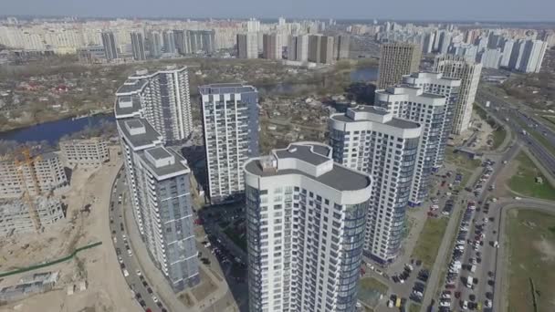 Kiev Survol Ville Osokorki District Poznyaki Prise Vue Depuis Drone — Video