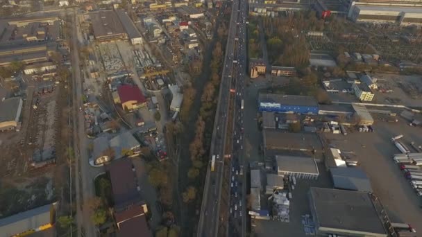 Kiev Şehri Şehir Üzerinde Uçuş Büyük Yol Kavşağı Kuadrokopter Araştırması — Stok video