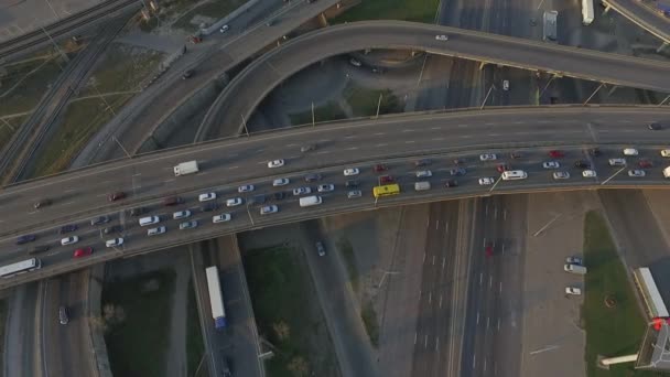 Kyjevské Město Let Nad Městem Velký Silniční Křižovatka Quadrocopter Průzkum — Stock video