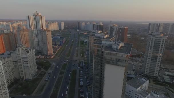 Cidade Kiev Voo Sobre Cidade Osokorki Distrito Poznyaki Tiroteio Drone — Vídeo de Stock