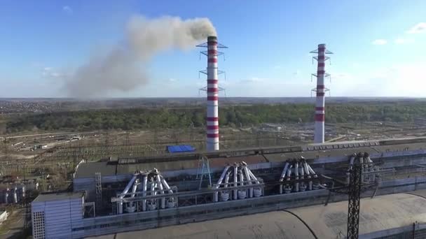 Hydroelectric Power Station Drone Survey City Ukrainka — Stock Video