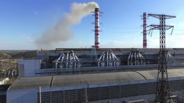 Centrale Idroelettrica Drone Indagine Città Ukrainka — Video Stock
