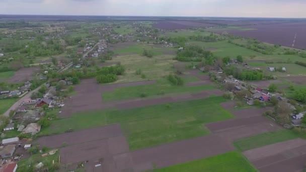 Dron Przelatuje Nad Wioską Ogrody Domy Których Mieszkają Mieszkańcy Mieszkańcy — Wideo stockowe