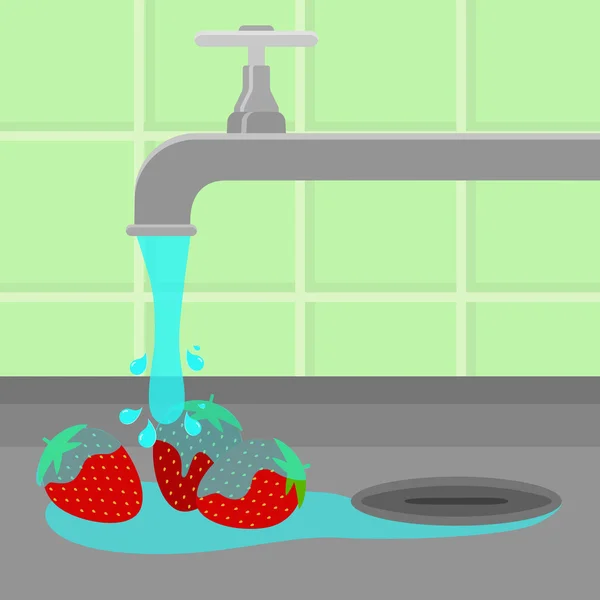 Robinet lavage fraise — Image vectorielle
