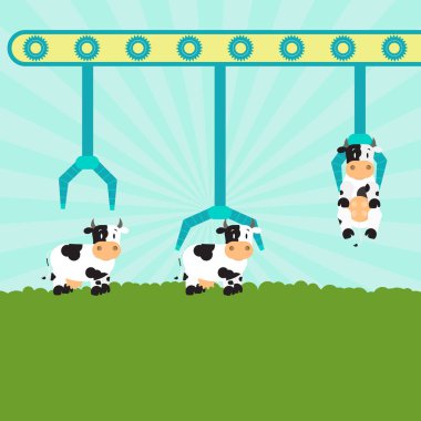 Mechanical cattle and farm clipart