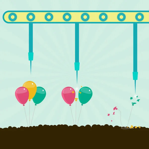 Machine bursting balloons — Stock Vector