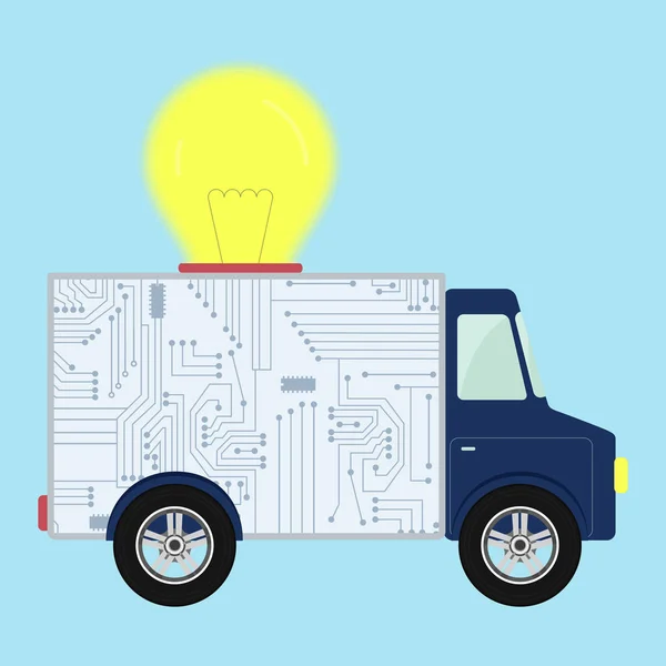 Truck with light bulb — Stock Vector