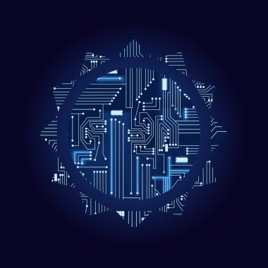 Güneş sembolü elektronik devre ile