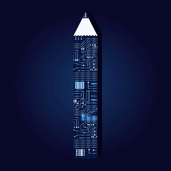 Crayon avec circuit électronique — Image vectorielle