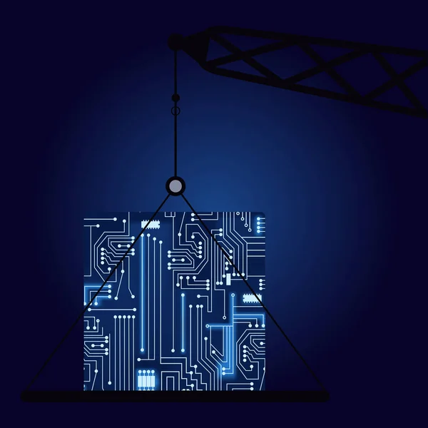 Kraan met elektronische schakeling — Stockvector