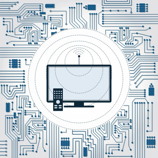 TV, draadloze golf en elektronica circuit — Stockvector