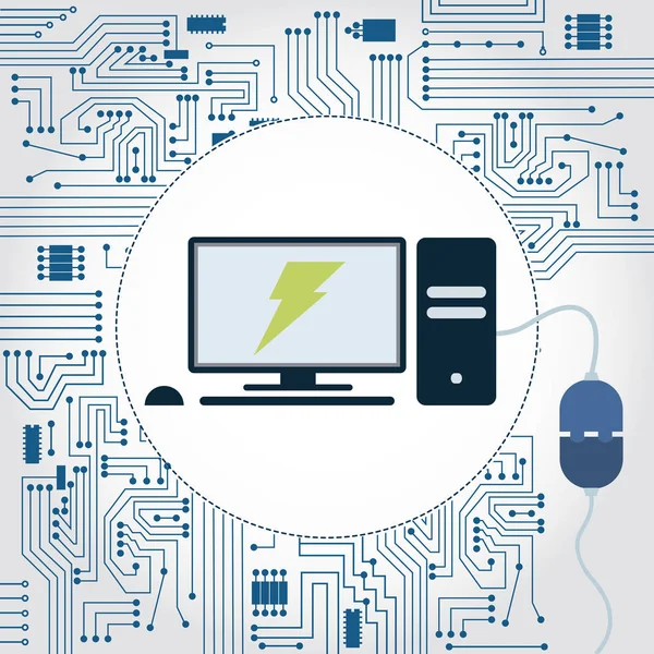 Bilgisayar, soket ve elektronik devre — Stok Vektör