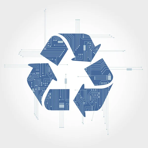 Elektronica circuit en recycle symbool — Stockvector