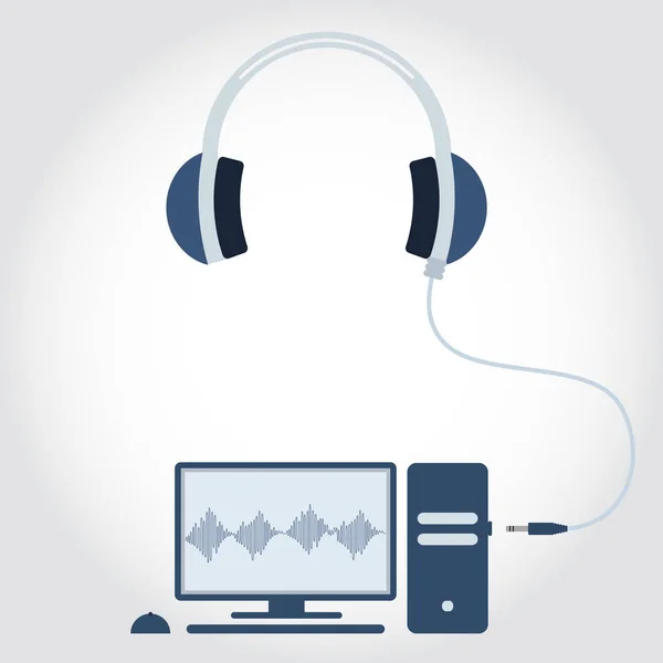 PC με ακουστικά — Διανυσματικό Αρχείο