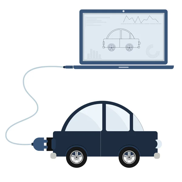 Car automation using laptop — Stock Vector