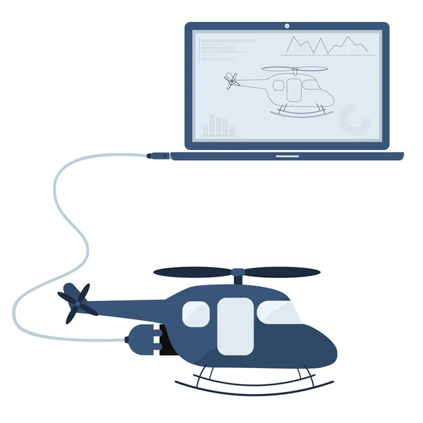 Helicopter automation using laptop — Stock Vector