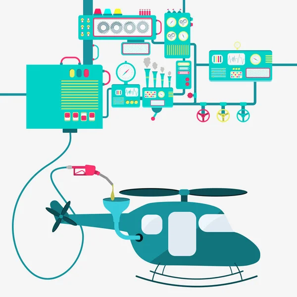 Helicopter and gasoline production — Stock Vector