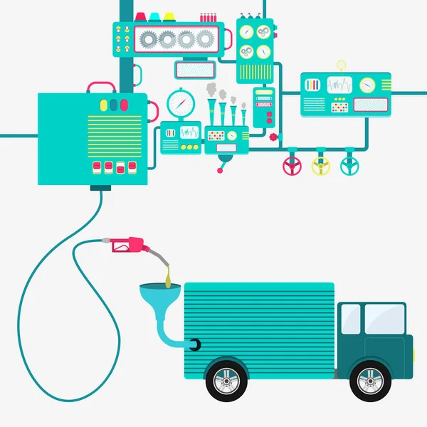 Produção de camiões e gasolina —  Vetores de Stock