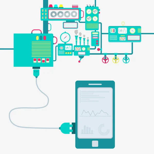 Interfaz de fábrica y teléfono — Vector de stock