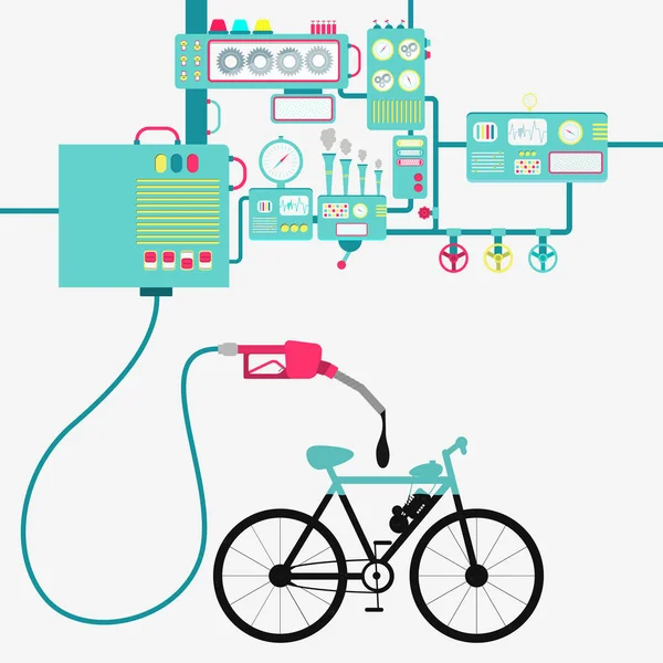 Vélo électrique et production d'huile — Image vectorielle