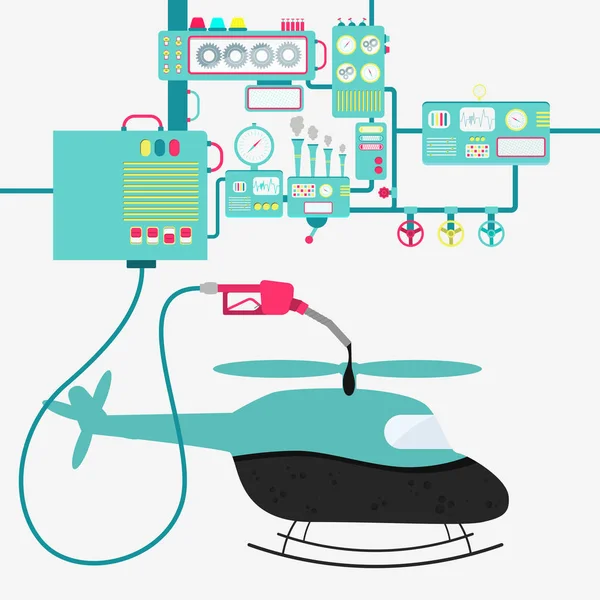 Producción de helicópteros y petróleo — Archivo Imágenes Vectoriales
