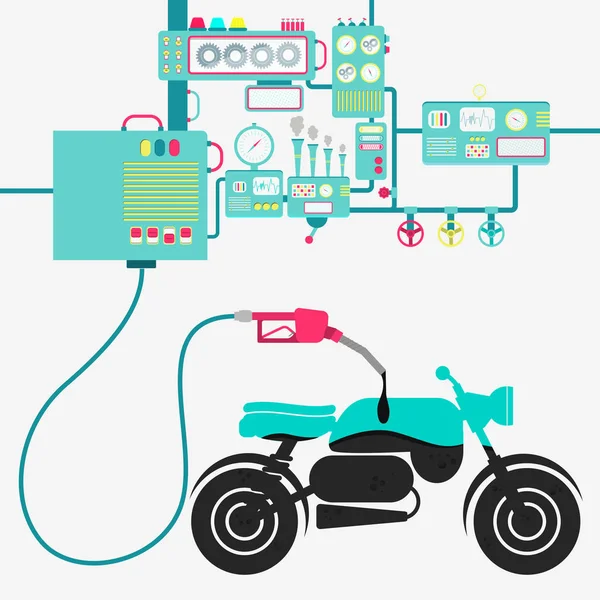 Production de motocycles et d'huile — Image vectorielle