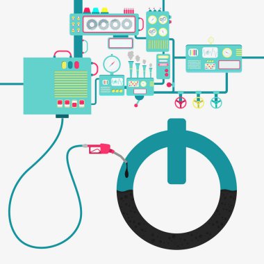 Kapalı, düğme ve üretim petrol