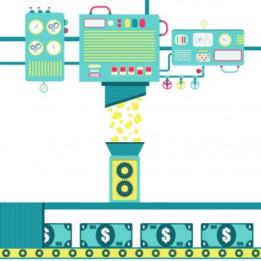 Altın para birimine dönüştürülür. Altın nuggets işleme ve banknot Torna Makinesi.
