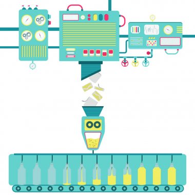 Alüminyum teneke geri dönüşüm. Alüminyum teneke işleme ve sarı bir şişe sıvı, yakıt Torna Makinesi.