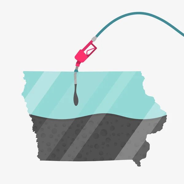 Mappa Iowa Usa Alimentata Dal Petrolio Mappa Alimentata Pompa Benzina — Vettoriale Stock