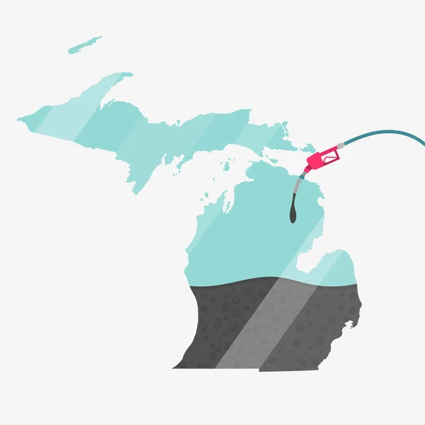 Mappa Del Michigan Negli Stati Uniti Alimentata Dal Petrolio Mappa — Vettoriale Stock