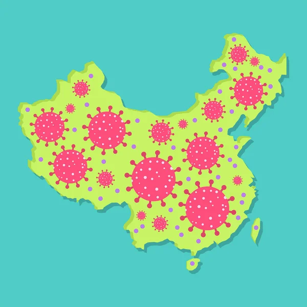 Epidemia Viral China Mapa China Con Virus Epidemia Coronavirus País — Archivo Imágenes Vectoriales