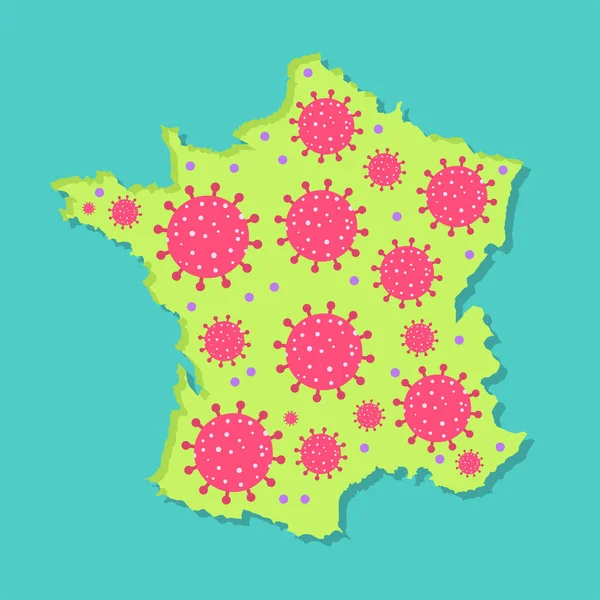 Viral Epidemic France Map France Virus Coronavirus Epidemic French Country — Stock Vector