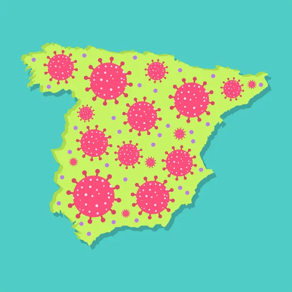 Viral Epidemic Spain Map Spain Virus Coronavirus Epidemic Spanish Country — Stock Vector