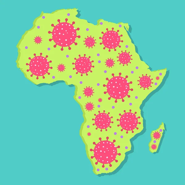 非洲的病毒性流行病 带有病毒的非洲地图 在非洲大陆上的考罗那韦流行病 — 图库矢量图片