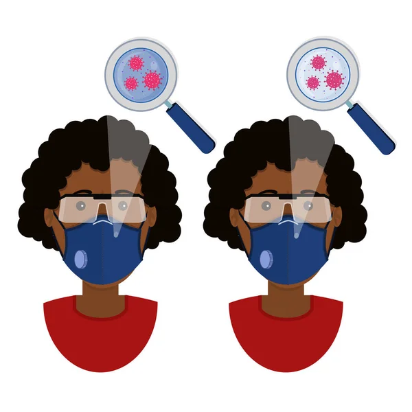 戴面具的非洲妇女感染了病毒 — 图库矢量图片